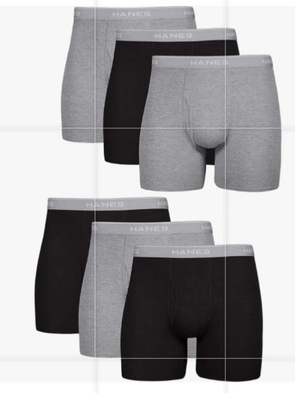 Hanes Men Boxer Briefs,Cool Dri Moisture-Wicking,No Ride Up Size 2XL Black/Gray